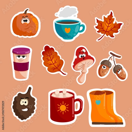 set of tea and sweets stickers 