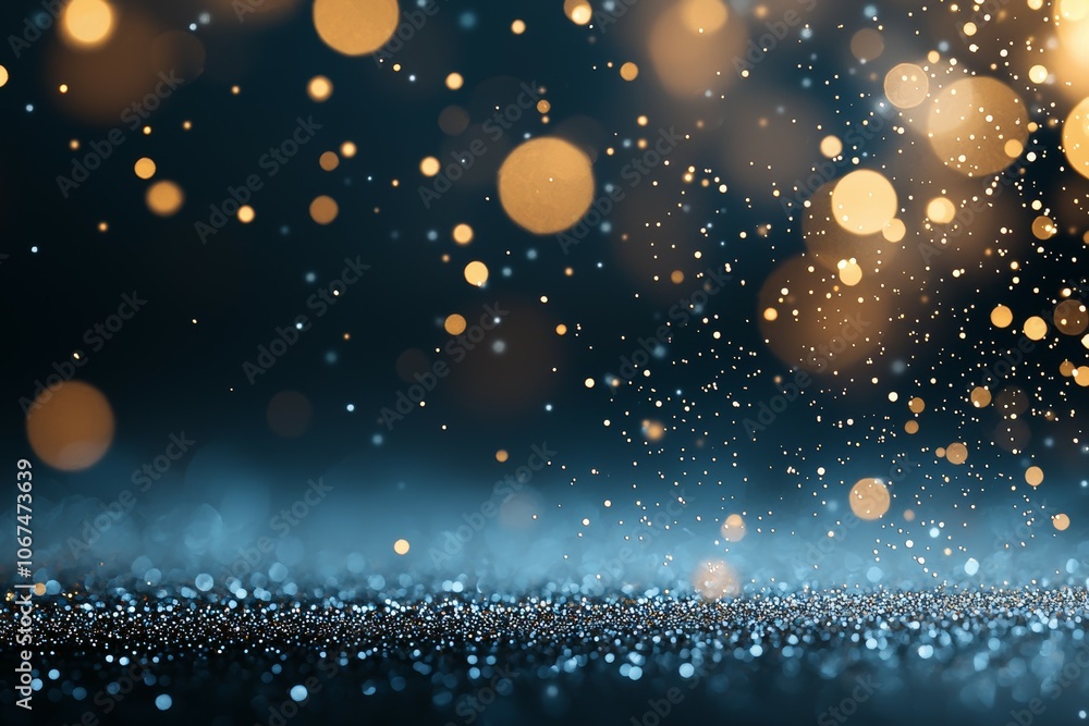 A Festive Abstract Background Showcasing Dark Blue and Gold Color Scheme with Scattered White Dots A Festive Abstract Background Showcasing Dark Blue and Gold Color Scheme with Scattered White Dots