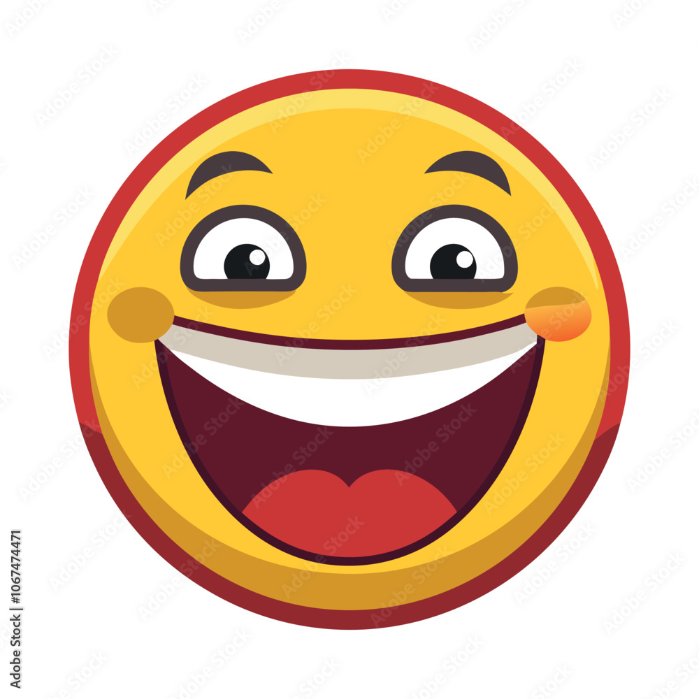 Fototapeta premium Grinning face emoji vector art illustration icon logo