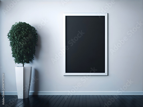 Empty painting in minimalist modern home.