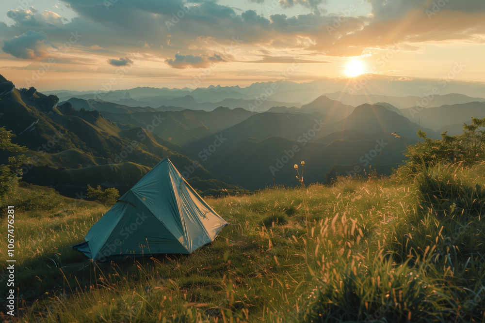 Camping tent on the mountain. Camping tent on the mountain.