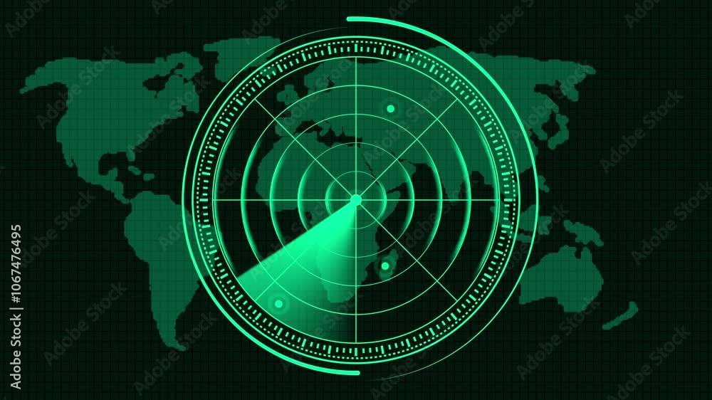 Abstract Radar Screen Map Technology Animation Futuristic HUD Radar ...