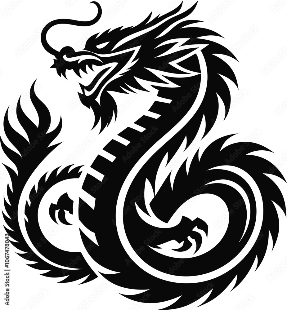Dragon silhouette icon vector art illustration Dragon silhouette icon vector art illustration