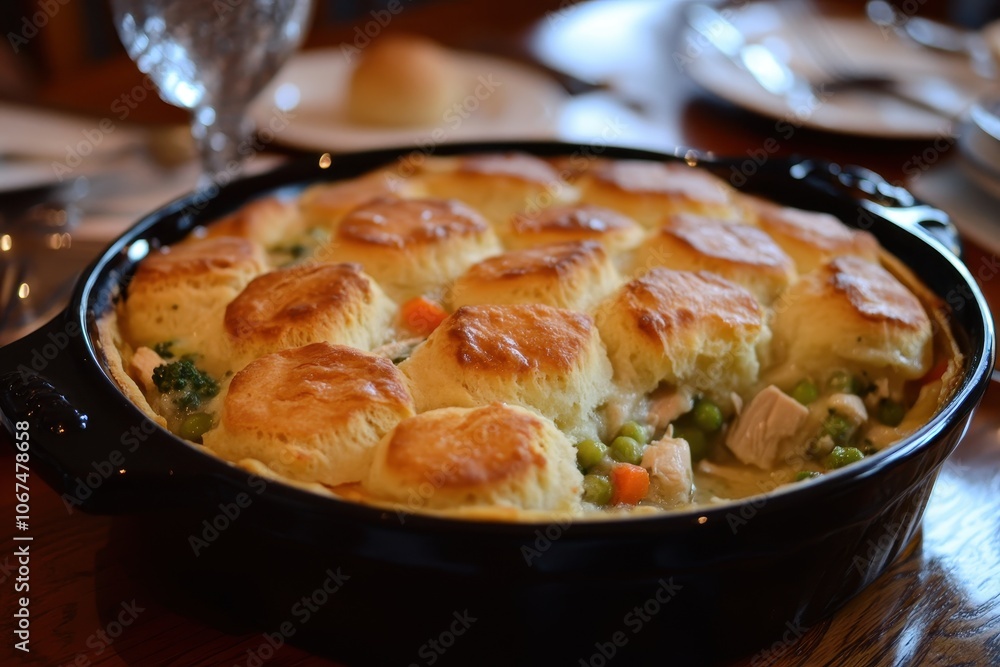 Fototapeta premium Biscuit topped chicken pie