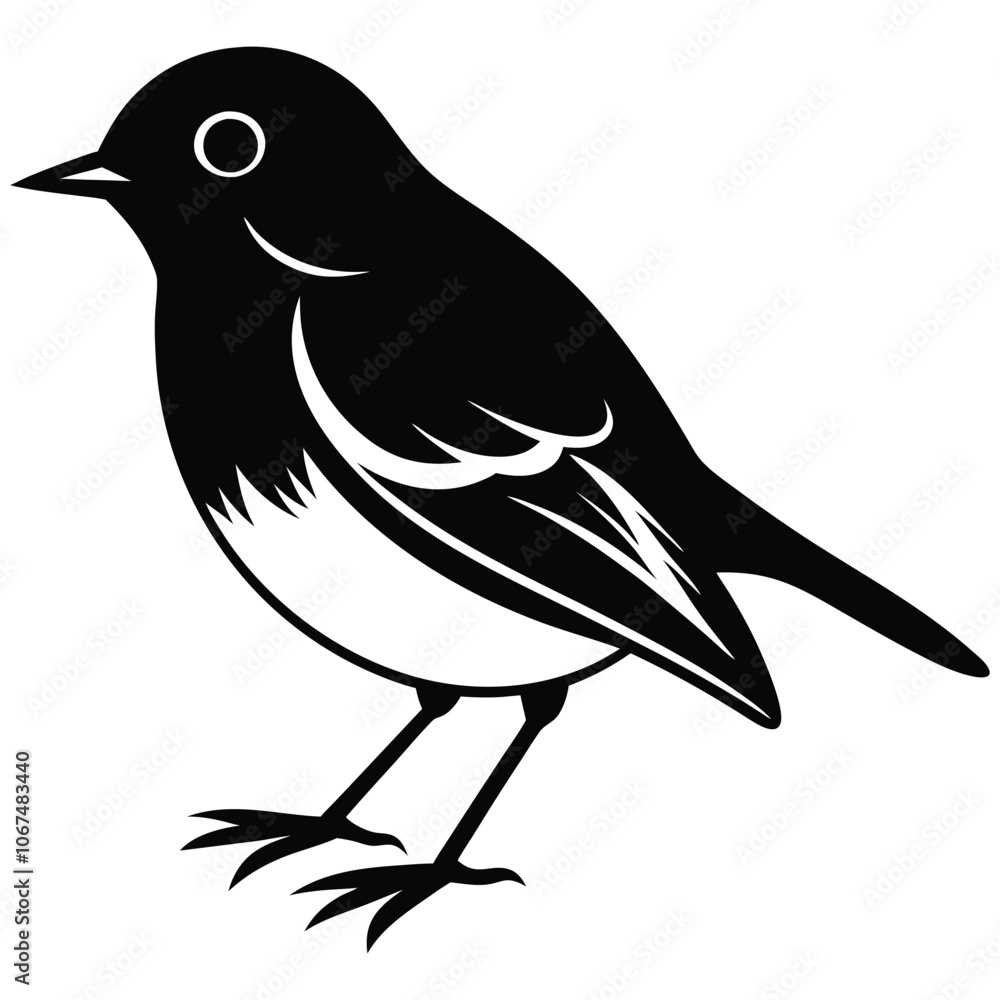 Obraz premium American robin with leg silhouette vector art illustration icon logo