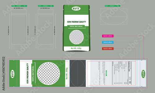 Mixed nut pouch design template, pouch packaging mockup, food and product branding design. photo