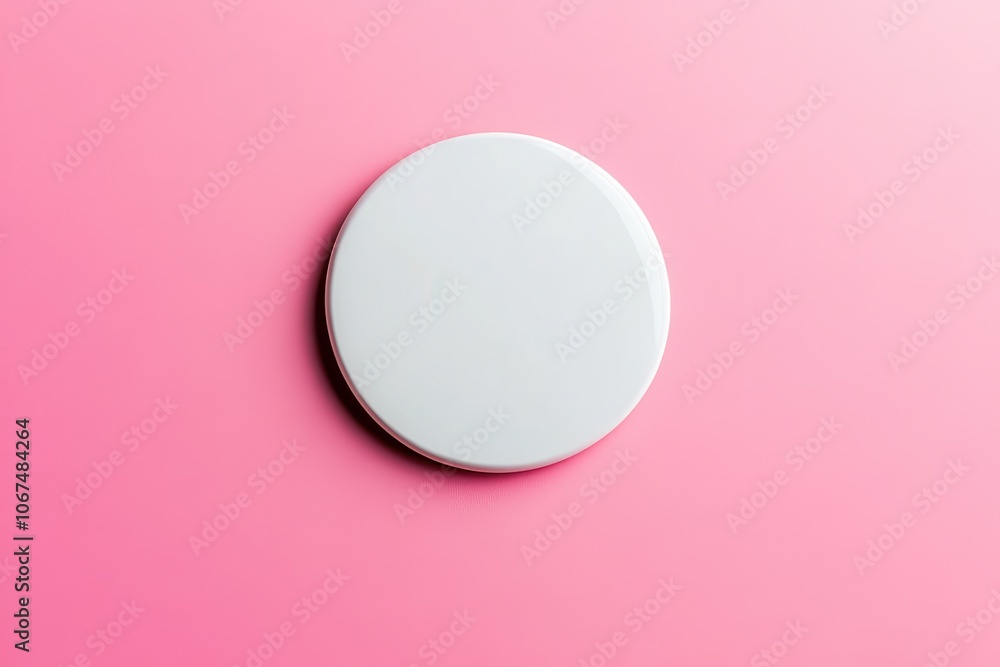 Empty badge on pink backdrop aerial view Design mockup Empty badge on pink backdrop aerial view Design mockup