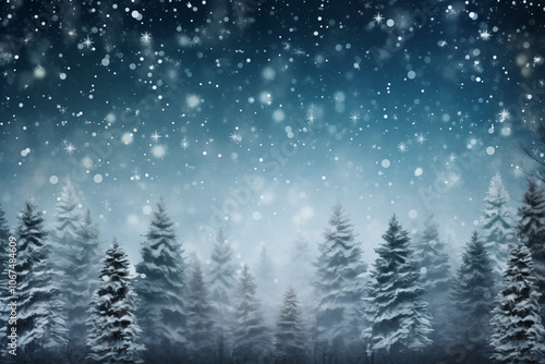 Wallpaper Mural Winter wonderland scene with snow-covered trees and sparkling snowflakes creating a magical atmosphere Torontodigital.ca