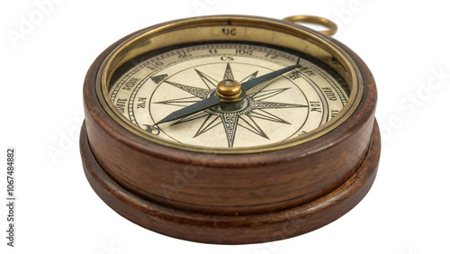 old compass on white background photo