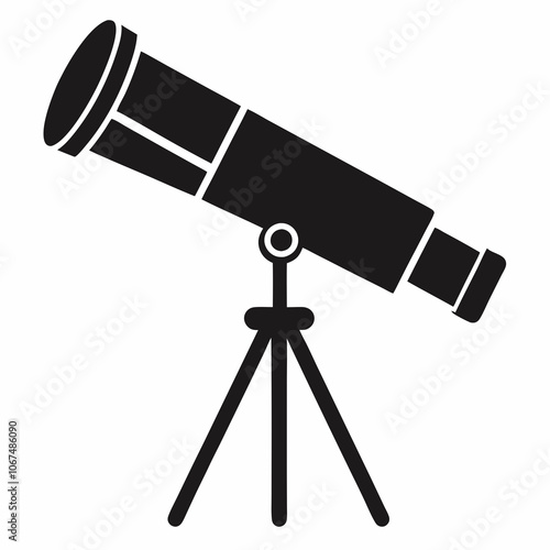 telescope black silhouette vector icon illustration on white background