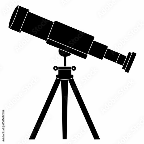 telescope black silhouette vector icon illustration on white background