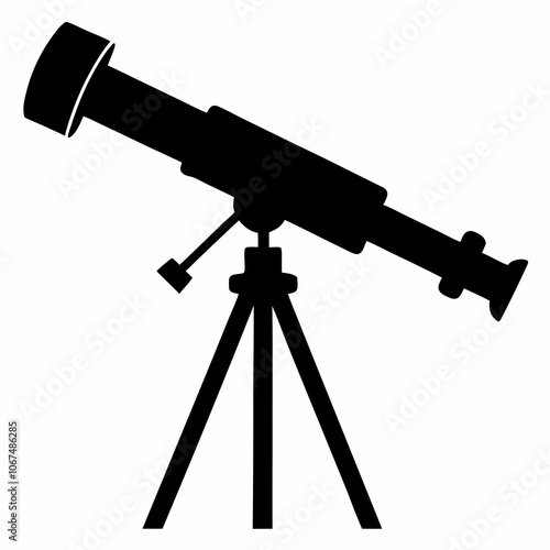 telescope black silhouette vector icon illustration on white background