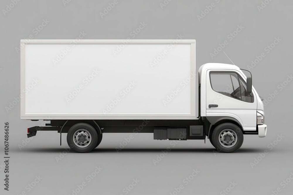 Gray background mockup of a white cargo delivery van Gray background mockup of a white cargo delivery van