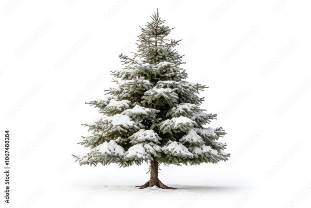 Fototapeta premium Evergreen tree plant white.