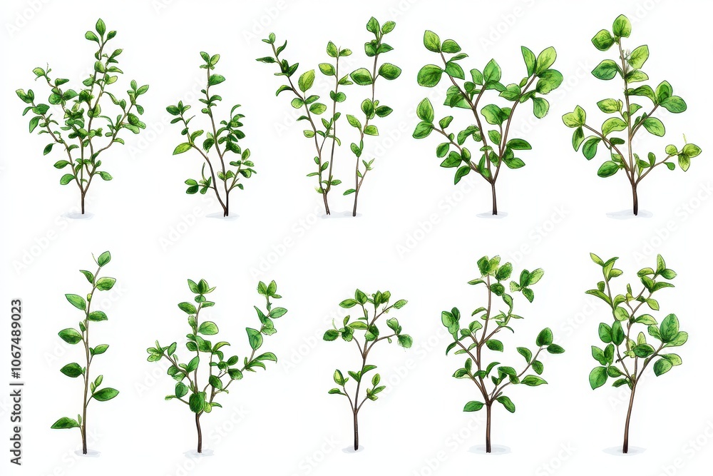Fototapeta premium Isolated thyme on white Fresh thyme collection