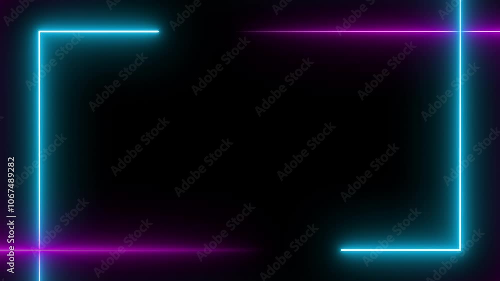 Pink and blue neon lights frame on black background, seamless loop Pink and blue neon lights frame on black background, seamless loop