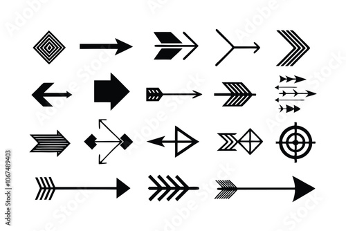 Arrow Icons Vector Illustration Set - Minimalist Navigation Symbols for UI/UX Design, Web, and Mobile Interfaces photo