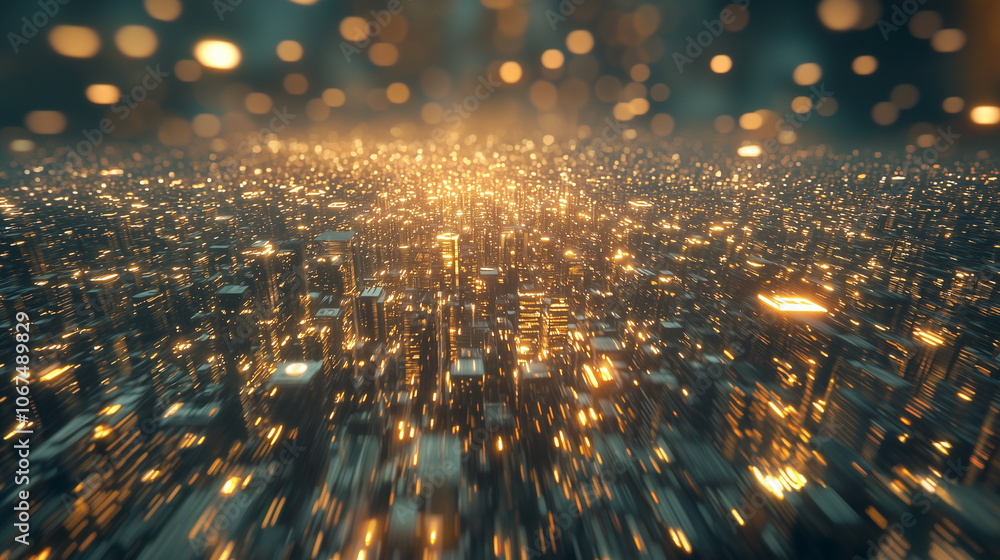 Futuristic Cityscape with Ethereal Glow at Night Futuristic Cityscape with Ethereal Glow at Night