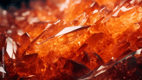 Detailed close up of an orange aragonite crystal with striking color and clarity. photo