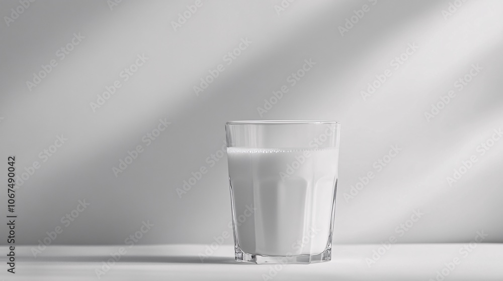 Milk in a glass on a white background Milk in a glass on a white background