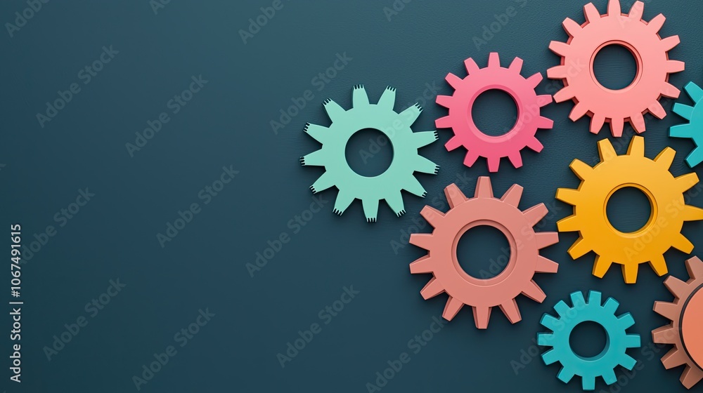 A vibrant arrangement of colorful gears on a dark background, symbolizing creativity, teamwork, and mechanical innovation. A vibrant arrangement of colorful gears on a dark background, symbolizing creativity, teamwork, and mechanical innovation.