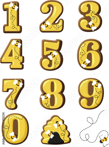 Honey Bee Number graphics set