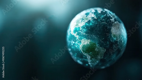 A stylized depiction of Earth glowing with life as it floats peacefully in a dark, space environment, symbolizing global unity, wonder, and cosmic beauty. photo