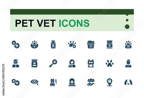 Pet Vet icons in filled style. Containing nature, color, turtle, reptile, store, flat lines, paw, pet. Flat UI icon design. Editable vector illustration.