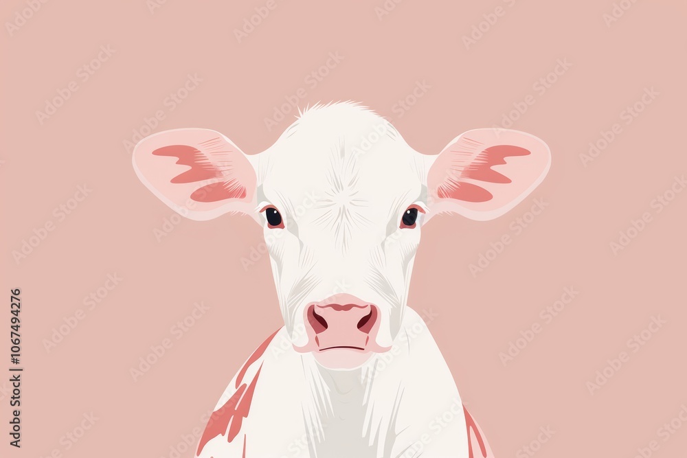 Pastel calf portrait on pink background Pastel calf portrait on pink background