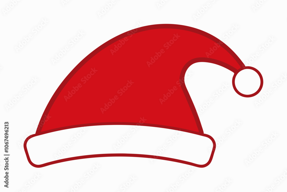 Hand drawn cartoon Santa Claus hat isolated on white background. Christmas and New Year concept. Vector illustration. on white Hand drawn cartoon Santa Claus hat isolated on white background. Christmas and New Year concept. Vector illustration. on white