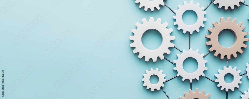 A collection of interlocking gears on a light blue background, symbolizing teamwork, innovation, and mechanical design. A collection of interlocking gears on a light blue background, symbolizing teamwork, innovation, and mechanical design.