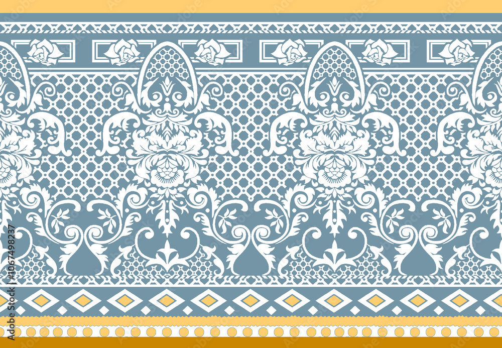 seamless beautiful wallpaper cards border design floral leaf vintage ornament Victorian geometric ethnic print paisley