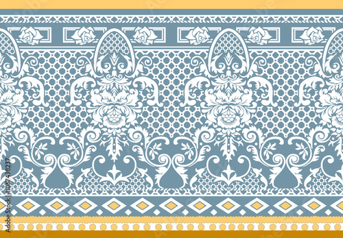 Obraz na płótnie seamless beautiful wallpaper cards border design floral leaf vintage ornament Victorian geometric ethnic print paisley w salonie