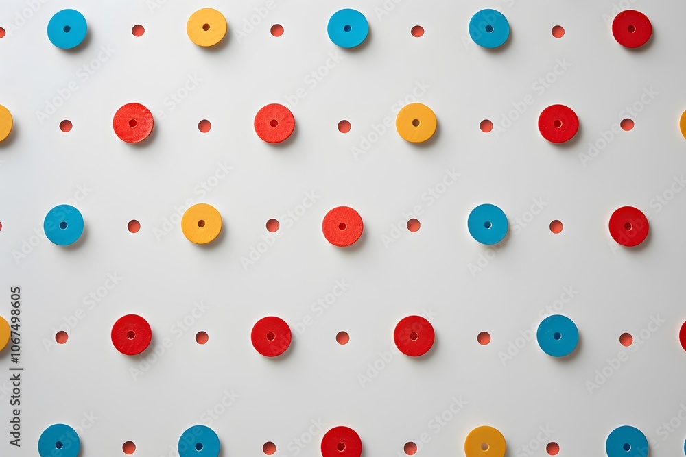 Colorful Pattern of Circular Discs on a White Background Colorful Pattern of Circular Discs on a White Background