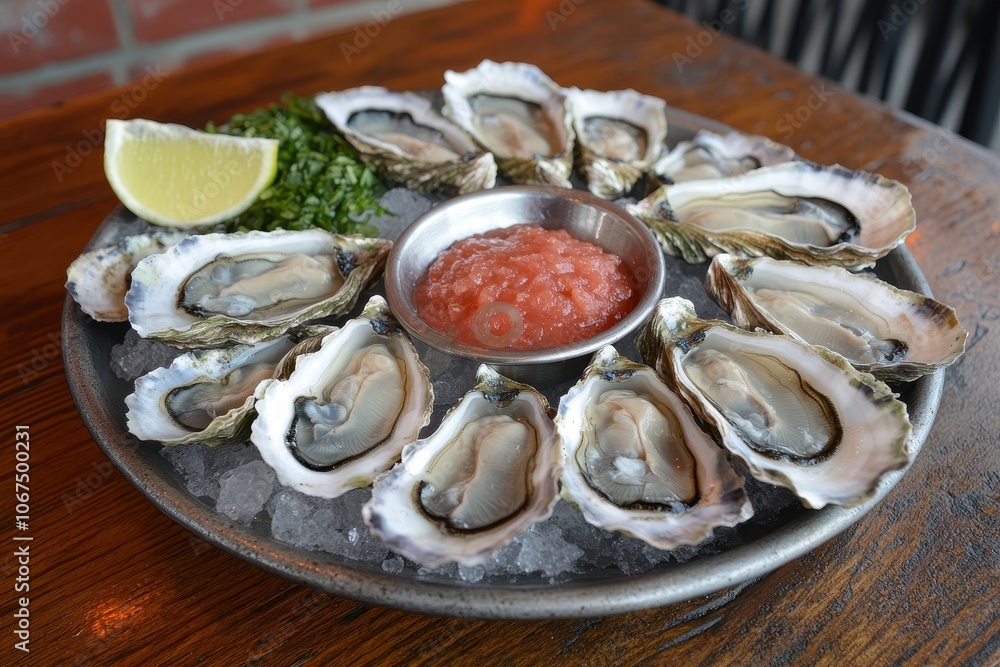 serve fresh organic raw oysters on a platter serve fresh organic raw oysters on a platter