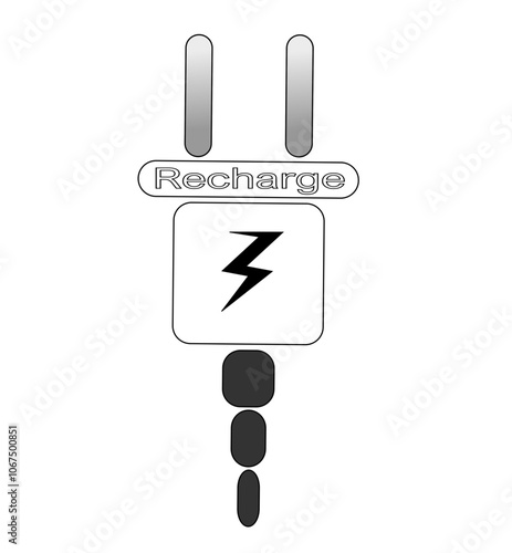 Vector of a plug and the word recharge