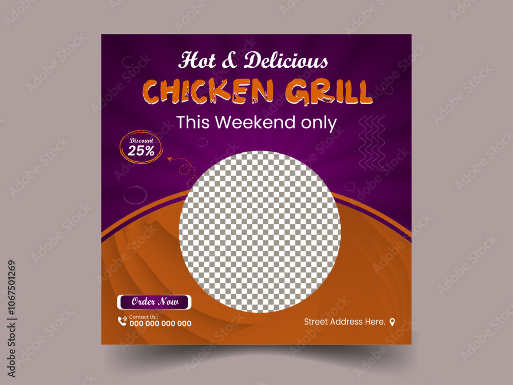 Fototapeta premium Food social media vector promotion and Instagram banner post design template