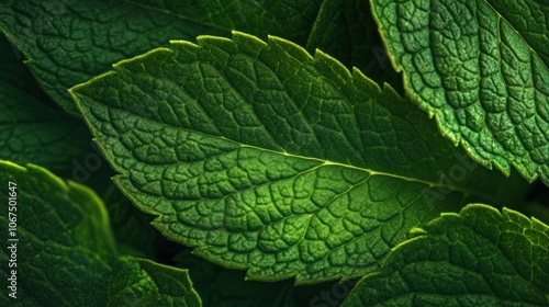 Close-up View of Lush Green Mint Leaves