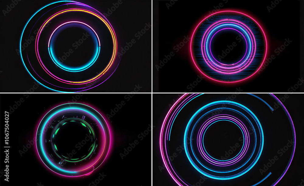 collection bright spherical lens. Rotating lines. A glowing ring. collection bright spherical lens. Rotating lines. A glowing ring.