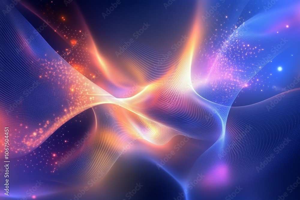 Obraz premium Vibrant Holographic Waves in a Colorful Abstract Background