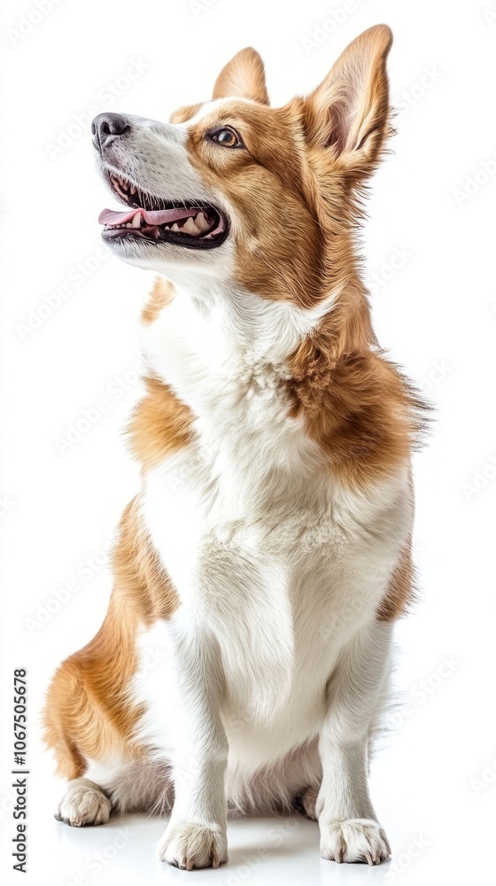 Happy Corgi Dog Sitting in Profile Happy Corgi Dog Sitting in Profile