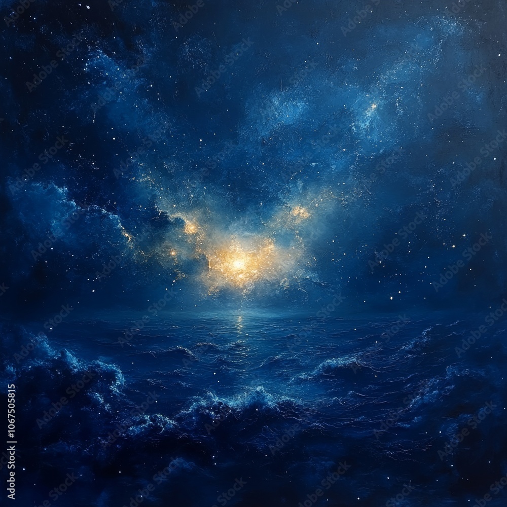 Fototapeta premium Breathtaking Cosmic Night Sky with Stars and Nebulae - Captivating Astrophotography of the Universe's Beauty and Mystery