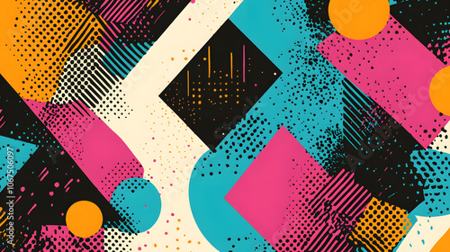 Wallpaper Mural Colorful 80s or 90s Retro pattern, shapes and design for print, textile or background Torontodigital.ca