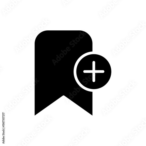 Bookmark add icon Black and white outline vector