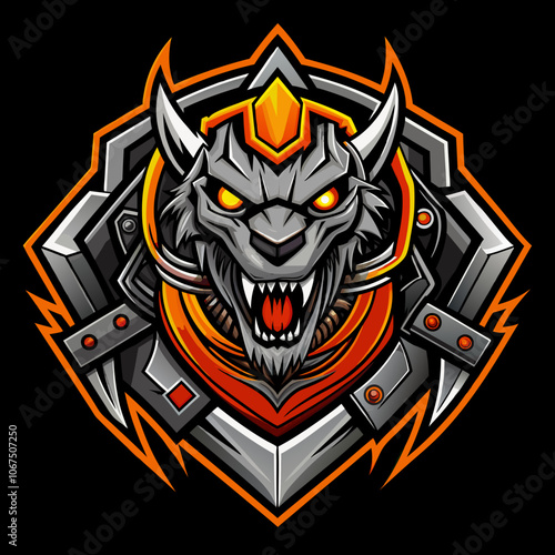 A fierce mechanical beast logo showcasing aggressive design elements popular in modern esports branding