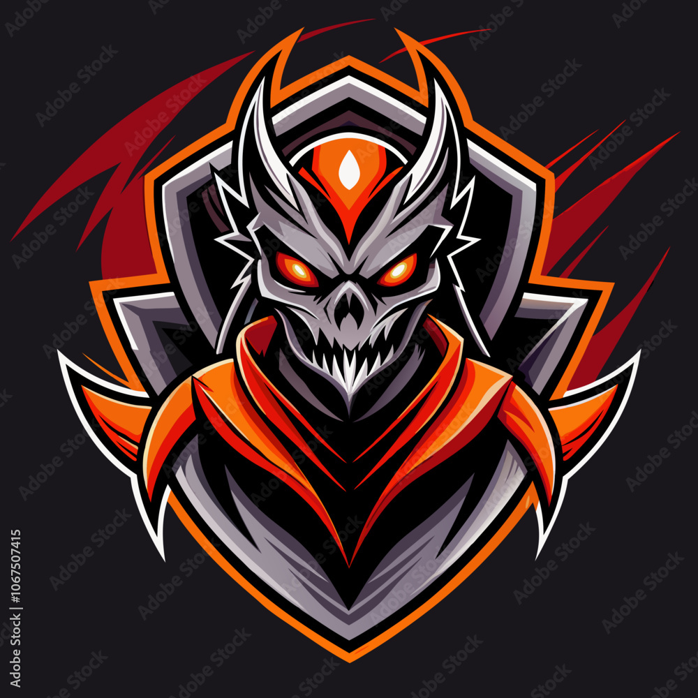 A fierce esports logo featuring a nightmare rider with glowing eyes and a menacing skull design set against a dark backdrop A fierce esports logo featuring a nightmare rider with glowing eyes and a menacing skull design set against a dark backdrop