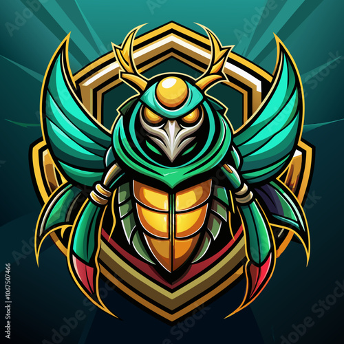 Dynamic esports logo featuring a scarab beetle in vibrant colors suitable for competitive gaming teams