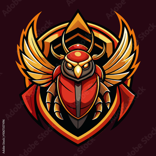Esports logo featuring a detailed scarab beetle design with vibrant colors and sharp lines against a dark background