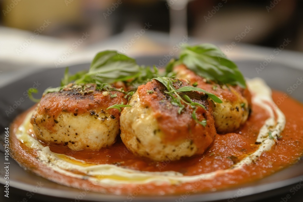 Tomato sauce with chicken and ricotta balls Tomato sauce with chicken and ricotta balls