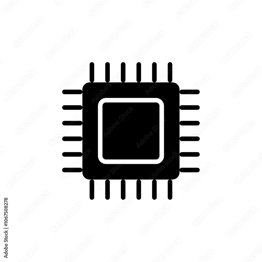 CPU icon Black and white outline vector